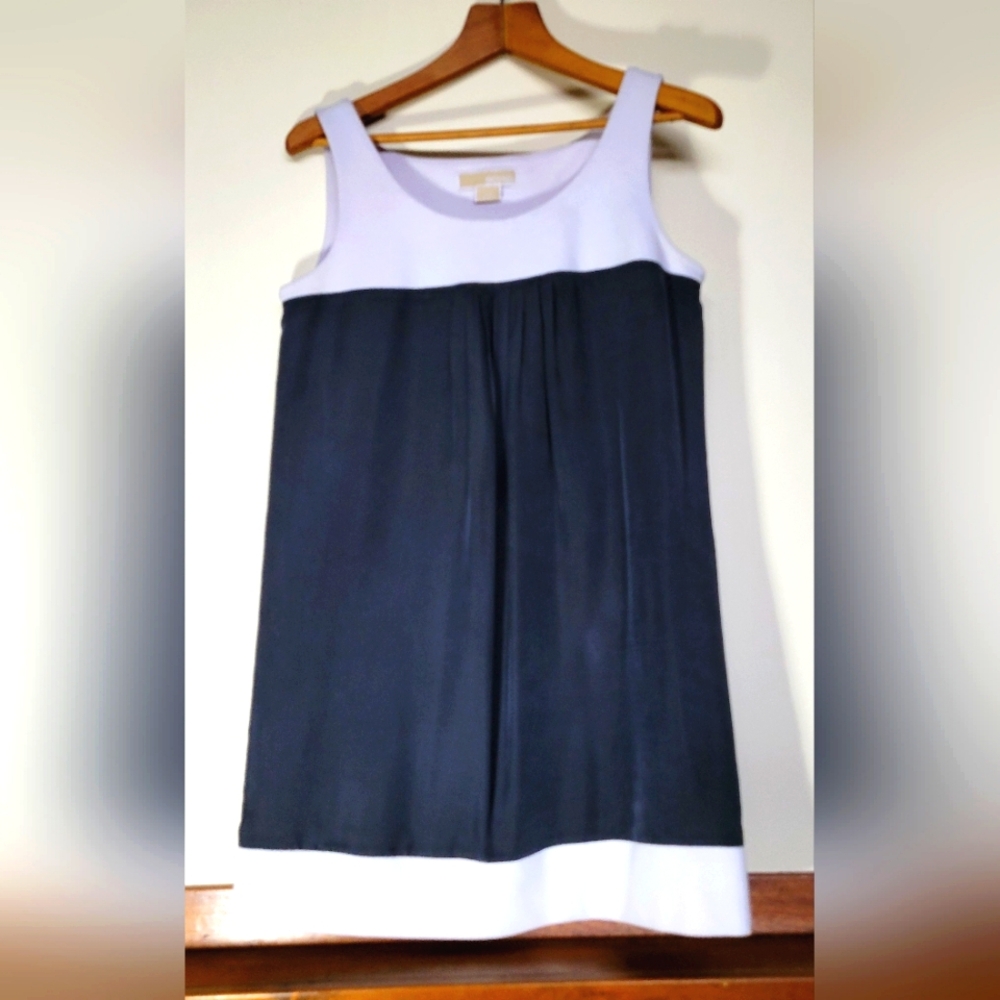 Michael Kors Women's Sleeveless Black Silk and White Dress Size M VGUC